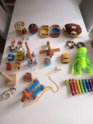 Lote Juguetes Bebé Madera y Peluche