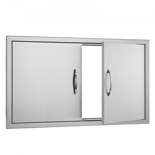 Puerta de Acceso para BBQ, Puerta Doble para Cocina Exterior de 915x533 mm, Puerta de Montaje Flush de Acero Inoxidable, Puerta Vertical de Pared con Manijas, para Isla de BBQ, Estación de Asado, ...