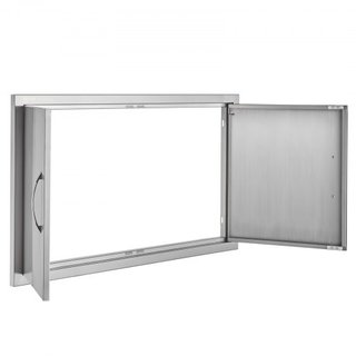 Puerta de Acceso para BBQ, Puerta Doble para Cocina Exterior de 915x533 mm, Puerta de Montaje Flush de Acero Inoxidable, Puerta Vertical de Pared con Manijas, para Isla de BBQ, Estación de Asado, ...