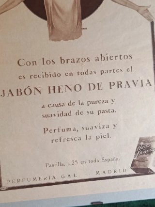 Cartel Publicitario Jabón Heno de Pravia 1928
