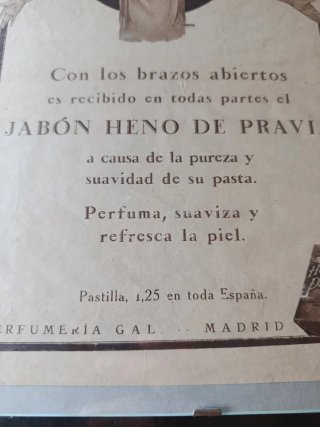 Cartel Publicitario Jabón Heno de Pravia 1928