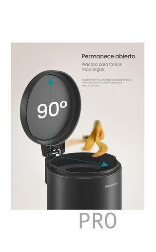 Cubo de Basura de Baño, 6 L, Cubo de Acero con Tapa de Cierre Suave