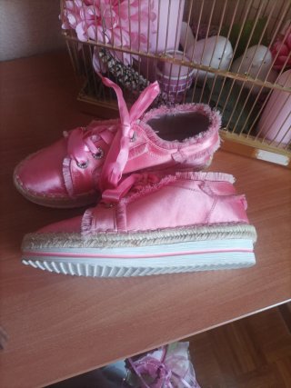 Zapatillas de raso y cáñamo mujer