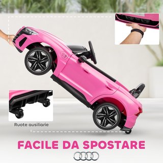 AUDI RS Coche Eléctrico para Niños 3-5 Años 12V Doble Motor, Coche Eléctrico para Niños 3-5Km/H Con Cinturón de Seguridad, Control Remoto, Suspensiones, Música, Luces LED y Claxon, Rosa