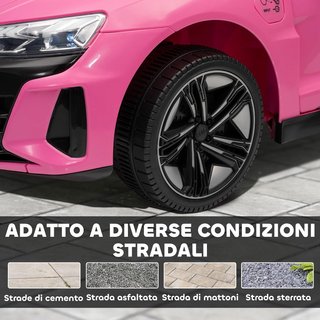 AUDI RS Coche Eléctrico para Niños 3-5 Años 12V Doble Motor, Coche Eléctrico para Niños 3-5Km/H Con Cinturón de Seguridad, Control Remoto, Suspensiones, Música, Luces LED y Claxon, Rosa