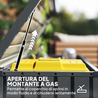 Baúl Exterior de 400L con Tapa de Doble Palanca, Cerradura y 2 Llaves, Contenedor de Exterior Impermeable de Acero Galvanizado, 124X66X72 Cm, Gris Oscuro