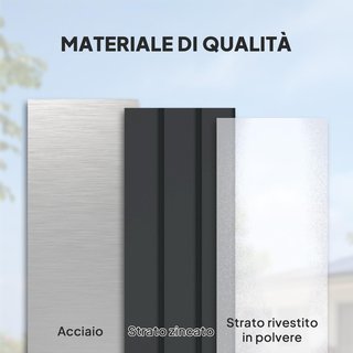 Baúl Exterior de 400L con Tapa de Doble Palanca, Cerradura y 2 Llaves, Contenedor de Exterior Impermeable de Acero Galvanizado, 124X66X72 Cm, Gris Oscuro