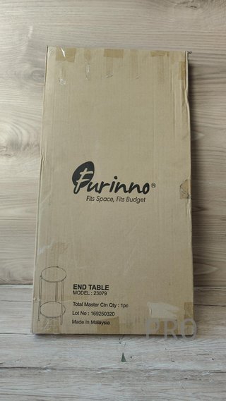 Tavolo Ausiliare Alto Rotondo a 2 Livelli di Furinno BESI con Gambe in Metallo e Scaffale Aperto, per Soggiorno o Camera da Letto, Colore Bianco Marmo