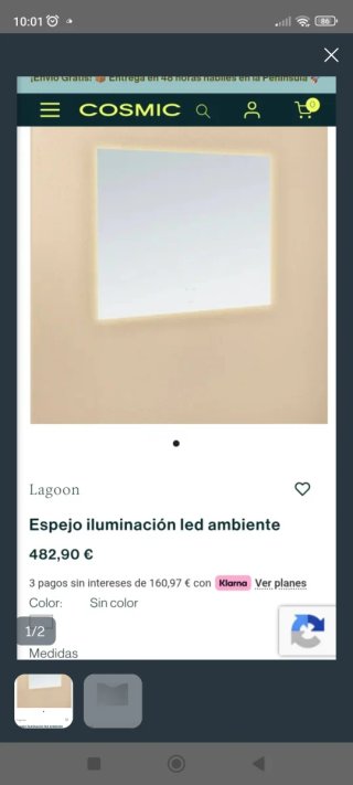 Espejo 120x80 luz ambiente y antivaho