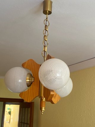 Lámpara de techo madera y latón