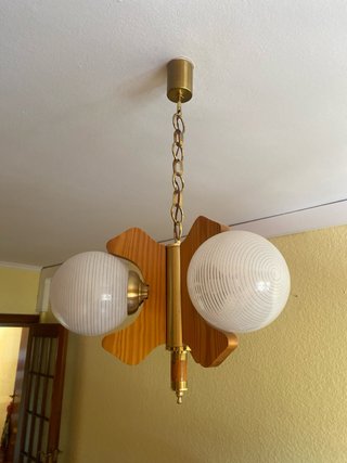 Lámpara de techo madera y latón