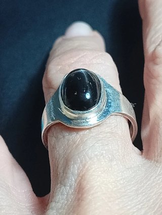 Anillo Plata Ley Ágata negra