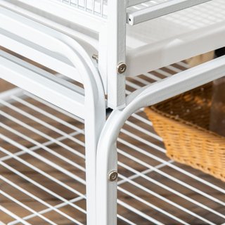 Gabbia per Uccelli in Acciaio e PP con Posatoi, Giocattoli, Contenitori per Cibo e Vassoio Estraibile, 83X53X180 Cm, Bianca