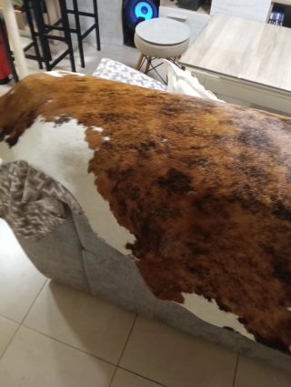 Alfombra Piel Vaca Marrón y Blanca