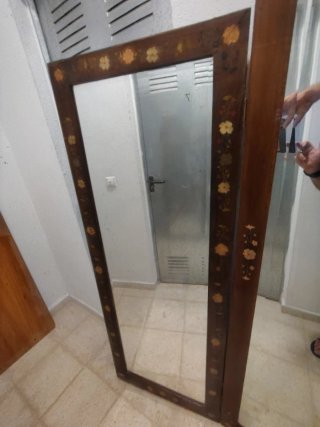 Tríptico espejo madera y cristal