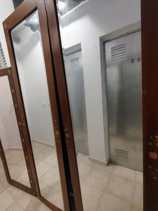 Tríptico espejo madera y cristal