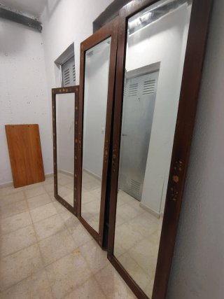 Tríptico espejo madera y cristal