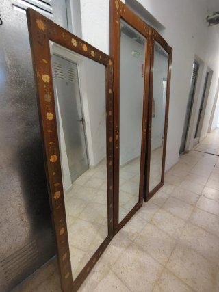 Tríptico espejo madera y cristal