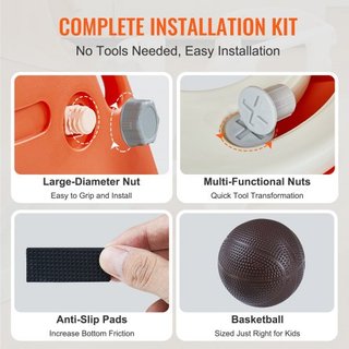 Tobogán para Niños, Tobogán para Niños de 1 a 12 Años con Escaleras Escalables y Aro de Baloncesto, Parque Infantil Interior y Exterior para Niños de Hasta 40 kg, Parque Infantil para Niños con Ba...