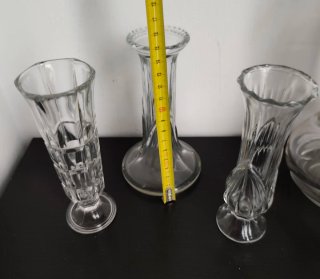 Lote 4 Floreros Vintage Cristal Transparente