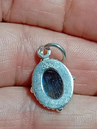 Colgante Plata Ley Óvalo Labradorita Azul