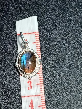 Colgante Plata Ley Óvalo Labradorita Azul