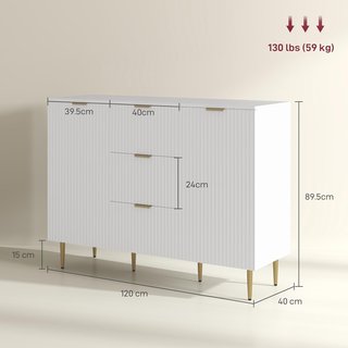 Credenza de Cocina Buffet Moderna Con 3 Cajones Y 2 Armarios de 2 Puertas, Mueble de Cocina Con Estantes y Patas Regulables, Aparador de Cocina para Sala de Estar y Entrada en Madera, 120X40X90 Cm...