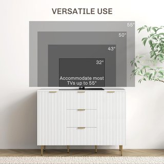 Credenza de Cocina Buffet Moderna Con 3 Cajones Y 2 Armarios de 2 Puertas, Mueble de Cocina Con Estantes y Patas Regulables, Aparador de Cocina para Sala de Estar y Entrada en Madera, 120X40X90 Cm...