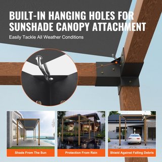 Kit de Soporte para Pérgola 10.2 cm x 10.2 cm, Tamaño Interno 9.1 cm x 9.1 cm 4pcs Soporte de Esquina de 3 Vías de Alta Resistencia para Trabajos en Madera DIY, Instalación Fácil de Vigas de Mader...