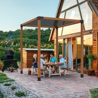Kit de Soporte para Pérgola 10.2 cm x 10.2 cm, Tamaño Interno 9.1 cm x 9.1 cm 4pcs Soporte de Esquina de 3 Vías de Alta Resistencia para Trabajos en Madera DIY, Instalación Fácil de Vigas de Mader...