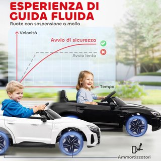 AUDI RS Coche Eléctrico para Niños 3-5 Años 12V Doble Motor, Coche Eléctrico para Niños 3-5Km/H Con Cinturón de Seguridad, Control Remoto, Suspensiones, Música, Luces LED y Claxon, Negro
