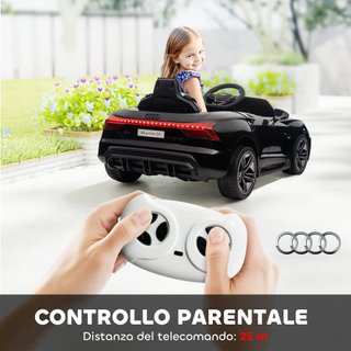 AUDI RS Coche Eléctrico para Niños 3-5 Años 12V Doble Motor, Coche Eléctrico para Niños 3-5Km/H Con Cinturón de Seguridad, Control Remoto, Suspensiones, Música, Luces LED y Claxon, Negro