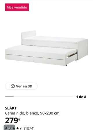 Cama nido SLAKT Ikea Blanca
