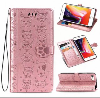 Funda libro rosa con dibujos de animales