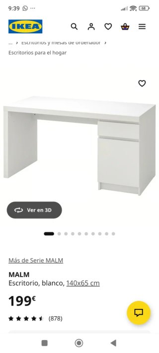 Escritorio MALM IKEA Blanco 140x65 cm