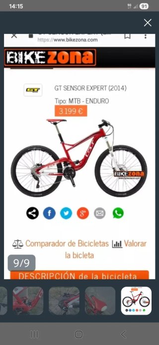 Bicicleta de Montaña GTsensor 27,5 Roja