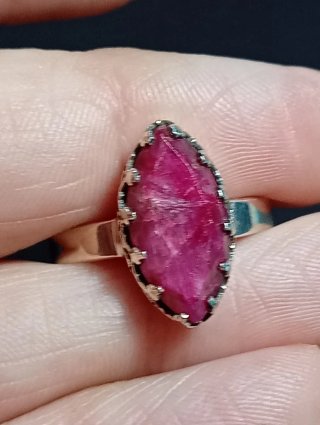 Anillo Plata Ley rubí facetado