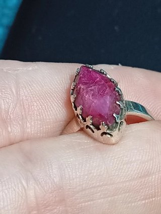 Anillo Plata Ley rubí facetado