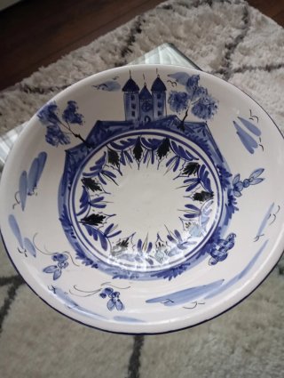 Jarra y palangana cerámica azul y blanco