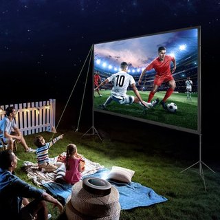 Pantalla de Proyector con Soporte, Pantalla de Película Exterior de 150 pulgadas 16:9 4K 1080 HD con Soporte, Pantalla de Proyección Sin Arrugas con Trípodes y Bolsa de Transporte, para Cine en Ca...