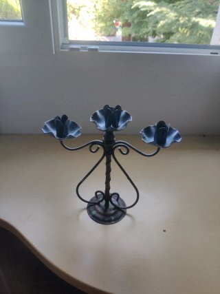 Candelabro de metal negro/ gris- bronce