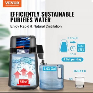 4L Máquina Purificadora de Agua Destilada de Encimera con Interior de Acero Inoxidable