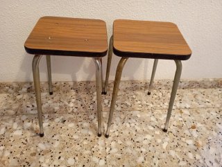 2 Taburetes Vintage Madera y Metal