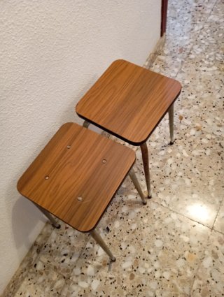 2 Taburetes Vintage Madera y Metal
