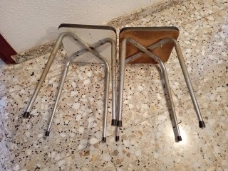 2 Taburetes Vintage Madera y Metal
