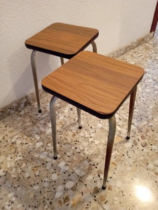 2 Taburetes Vintage Madera y Metal