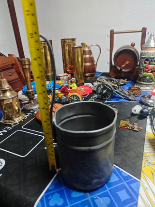 Recipiente antiguo de estaño 86% hecho a mano