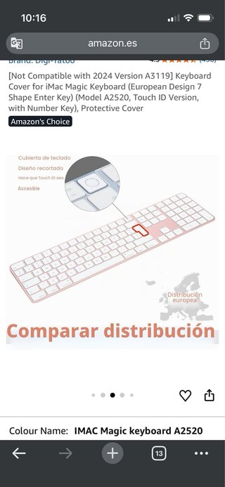 Protector Teclado IMAC A2520 Transparente Mate
