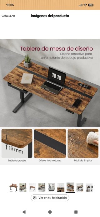 Mesa escritorio elevable VASAGLE 140x60