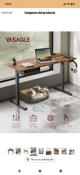 Mesa escritorio elevable VASAGLE 140x60
